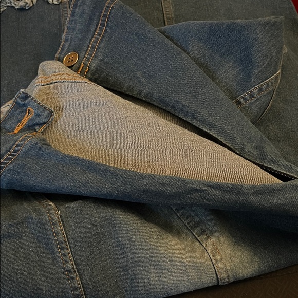 One-Shoulder Denim Dress in Faded Blue - Picture 8 of 8